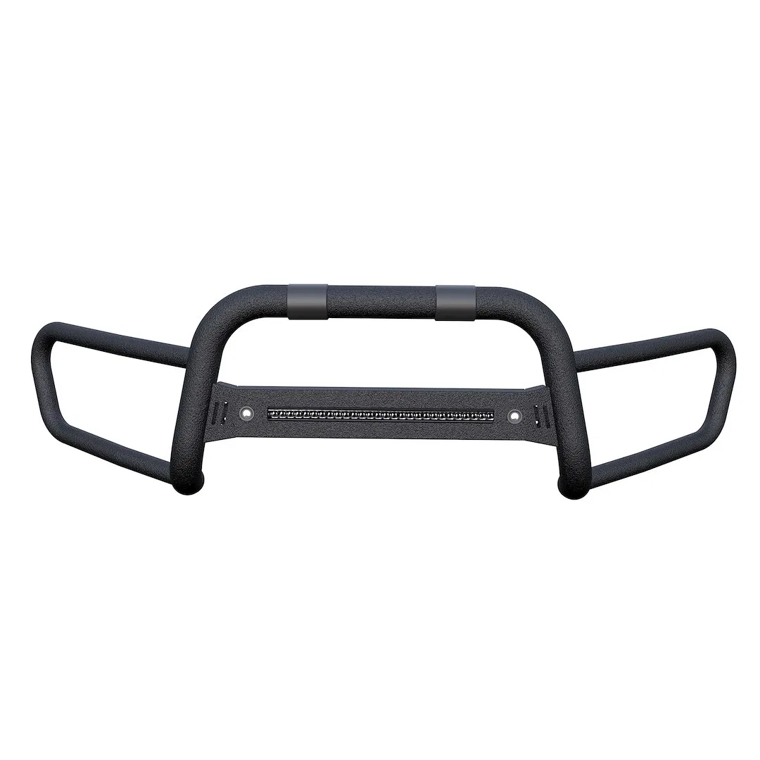 BFRG15 – BLACK HORSE Bull Bar, Black Powder Coated Steel 3 Inch Diameter Tube With 20 LED Light Bar Without Skid Plat...